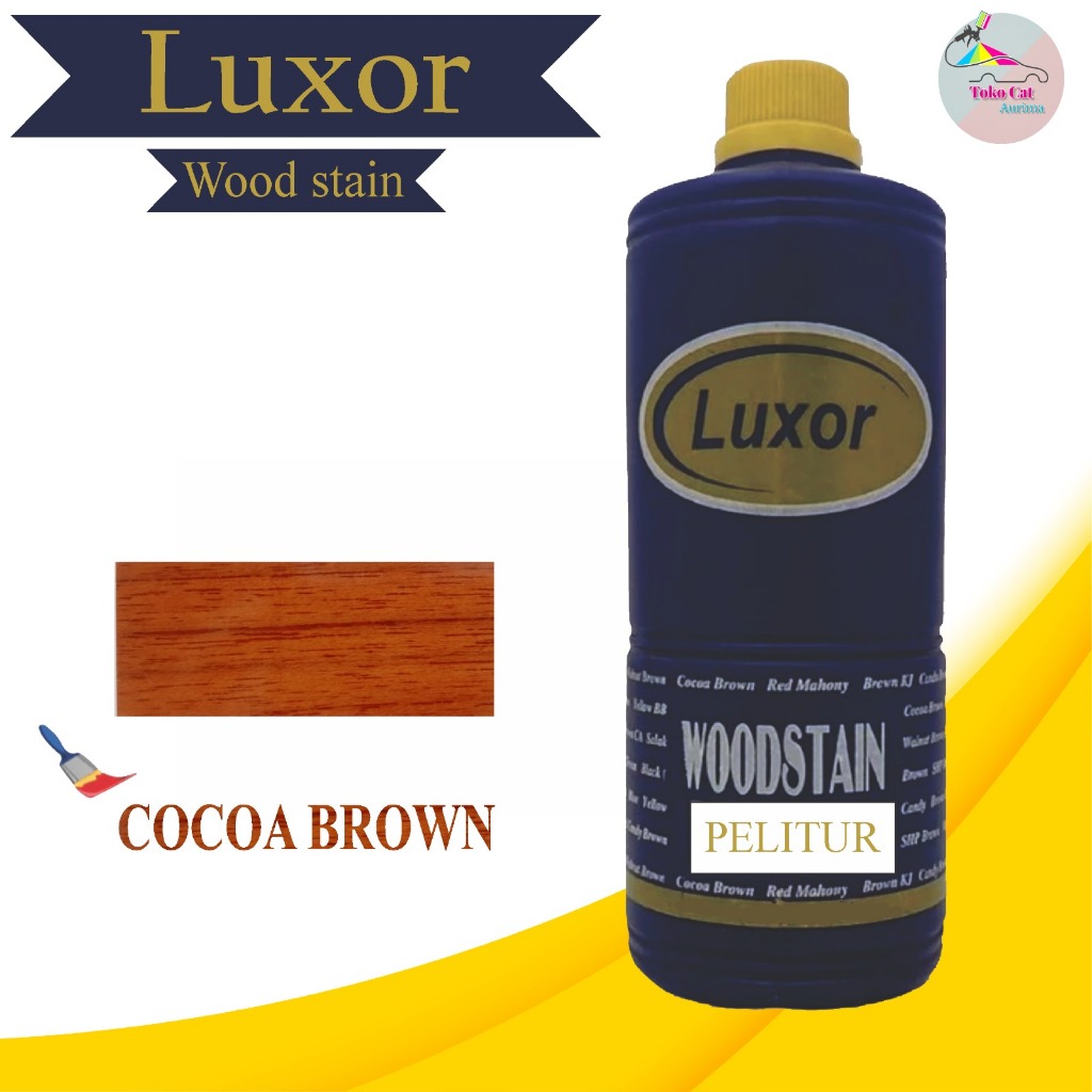 CAT KAYU WARNA COCOA BROWN POLITUR PLITUR LUXOR WOODSTAIN KAYU 1 LITER ORIGINAL