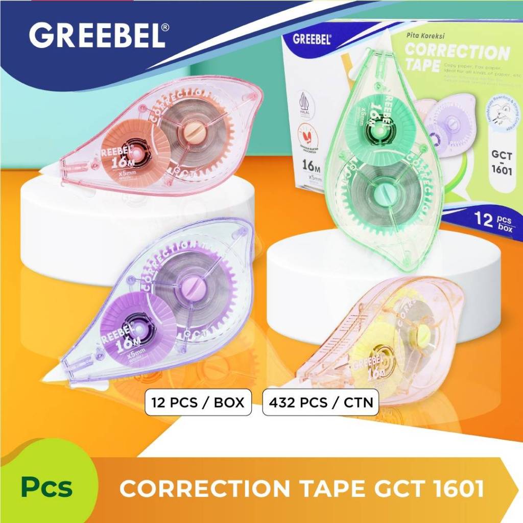 

[PAPERANDPLAY] GREEBEL CORRECTION TAPE GCT-1601 | Tip Ex Kertas Roll Pita / Koreksi Pulpen