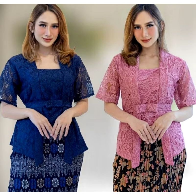 SYIFA KEBAYA • CANTIK MODEL BAJU KEBAYA KUTUBARU BROKAT PITA LENGAN PENDEK MIX ROK PLISKET PENDEK KE