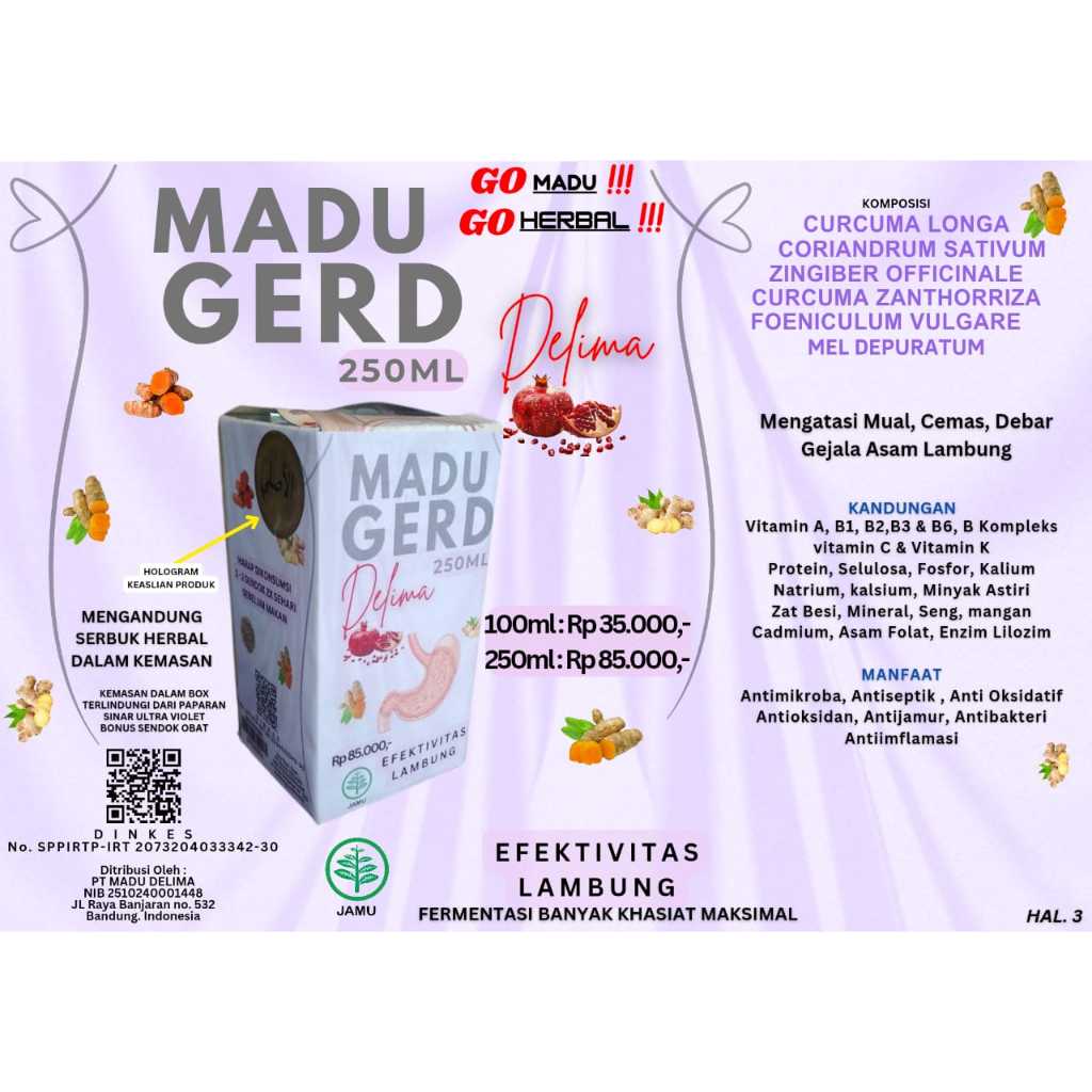 

MADU GERD DELIMA MADU UNTUK MENGATASI GERD,MUAL CEMAS,DEBAR,GEJALA ASAM LAMBUNG