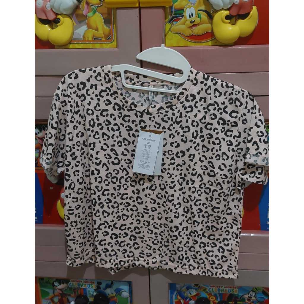 COLORBOX Pink Leopard Crop Top