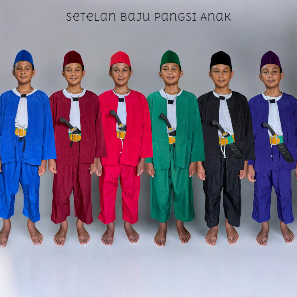 Baju Pangsi Anak (SETELAN PECI SABUK GOLOK) Baju Pangsi Anak Laki Laki Baju Betawi Baju silat