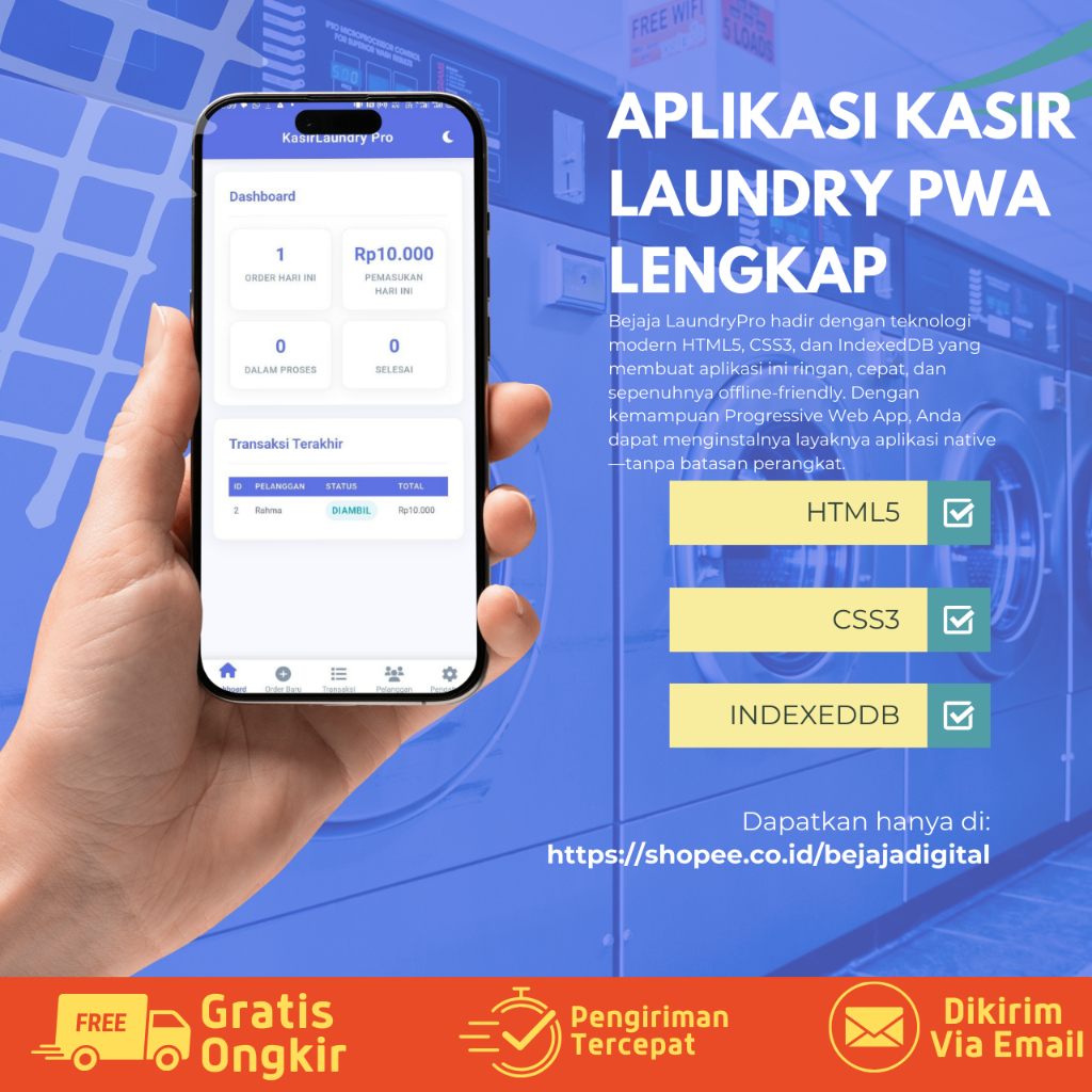 Source Code LaundryPro – Aplikasi Kasir Laundry PWA Lengkap untuk Semua Perangkat by Bejaja Digital