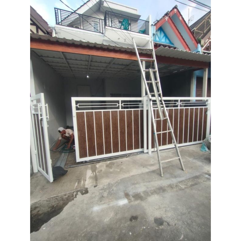 pagar besi dorong geser terbaru pengaman rumah minimalis