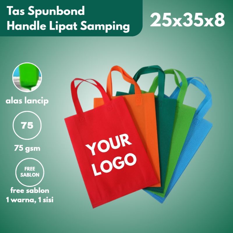 

[SABLON] Tas Spunbond HLS Goodiebag Laken Ukuran 25x35 Tebal Polos 75GSM Model Tali