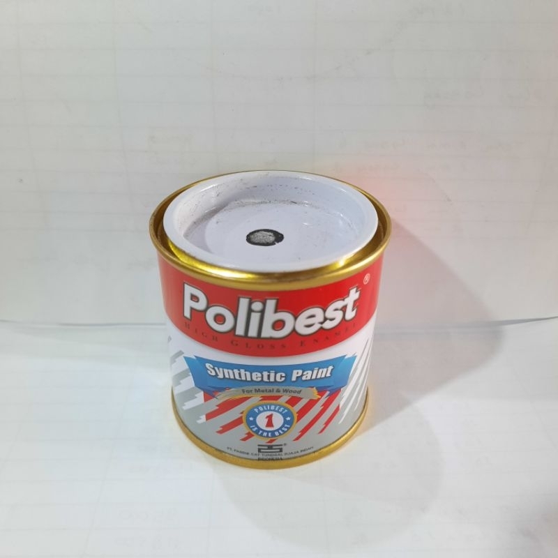 Cat Minyak kecil warna Hitam Dop 100cc merk Polibest / Cat Kayu Besi