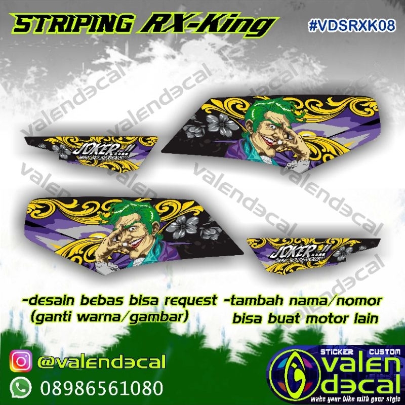 Stiker Striping RX King joker desain bisa request custom GRATIS