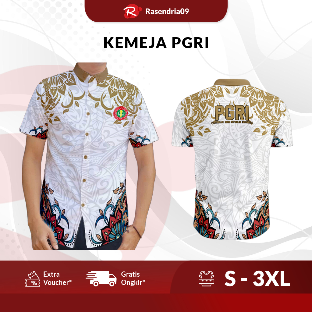 Baju Kameja PGRI 2025 3D Fullprinting Art 8 / Baju PGRI Pria Terbaru 2025