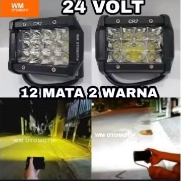 Lampu LED Tembak CWL 12 Mata 3 Susun 24 Volt Truk Bus Fuso Canter Tronton Truck Bis Bar Cree 2 Warna