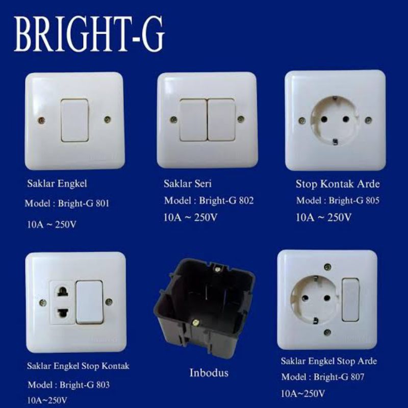 Bright-G | Saklar Engkel Tunggal - Saklar Seri Double - Stop Kontak - Stop Kontak Saklar - Stop Kont