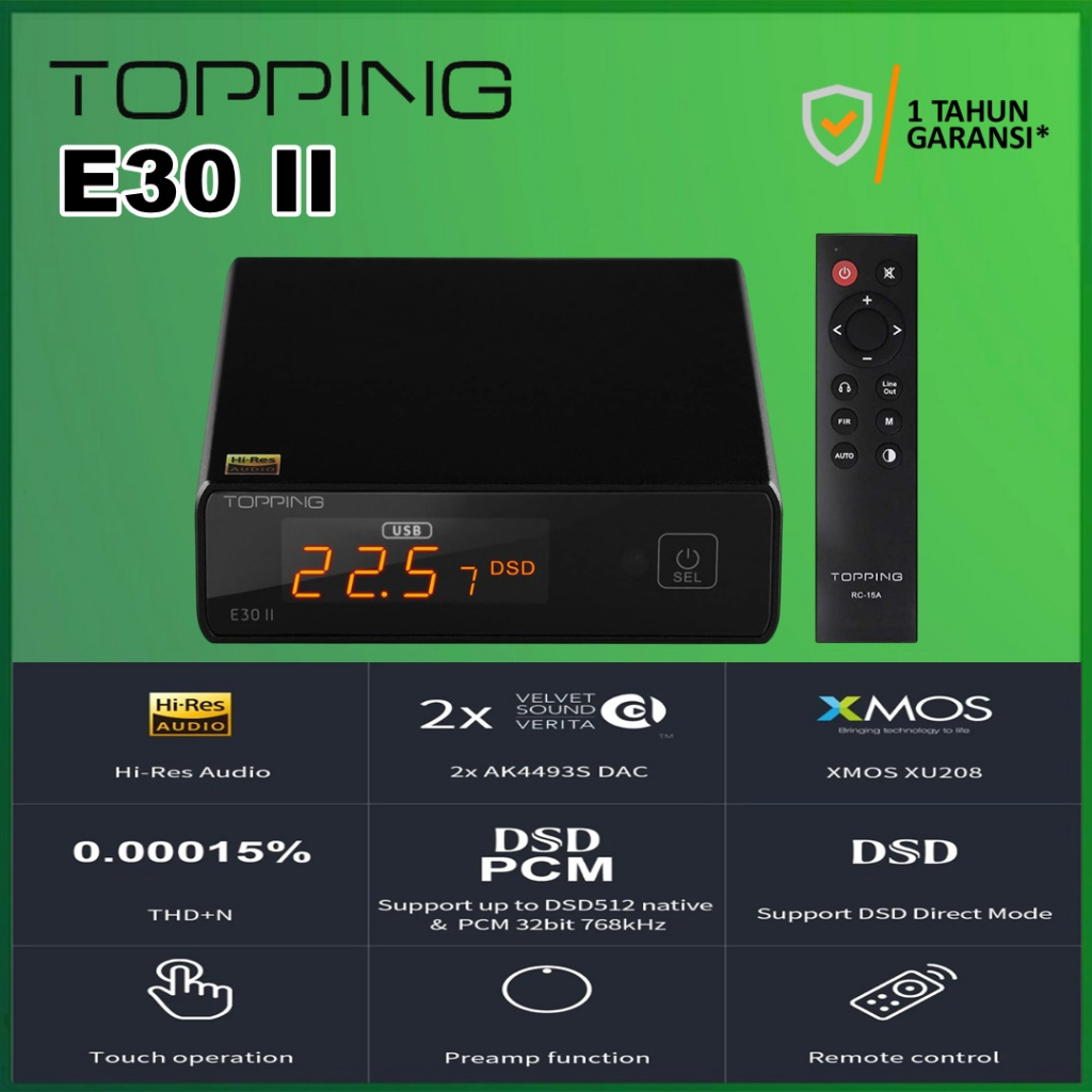 Topping E30 II E30II DAC Preamp Audio Hi-Res Decoder Dual AK4493S