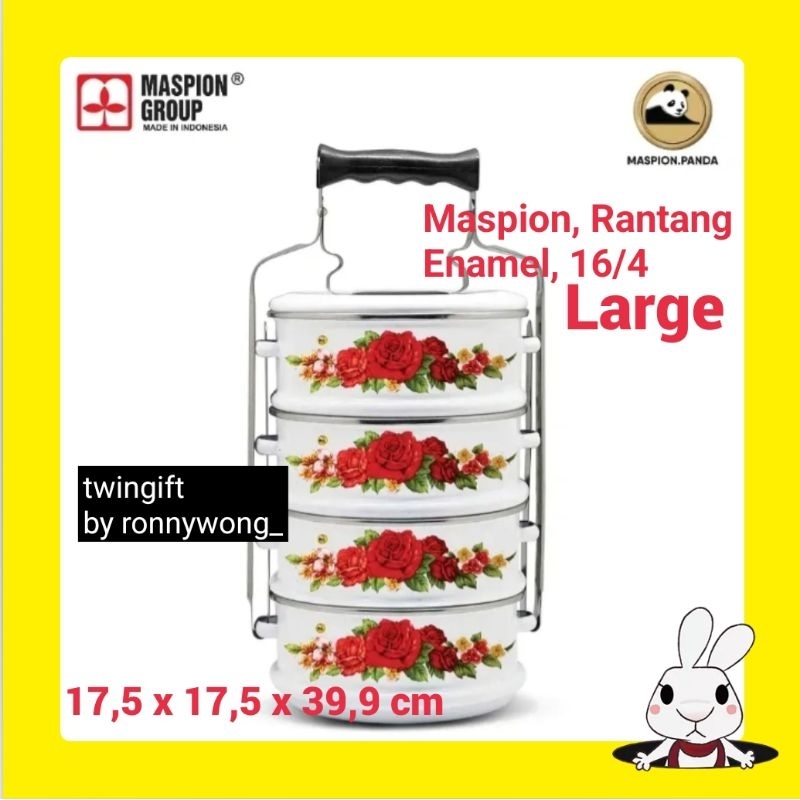 Rantang besi Enamel dan Stainless Steel Maspion, susun 4, ukuran sedang (medium) dan ukuran besar(la