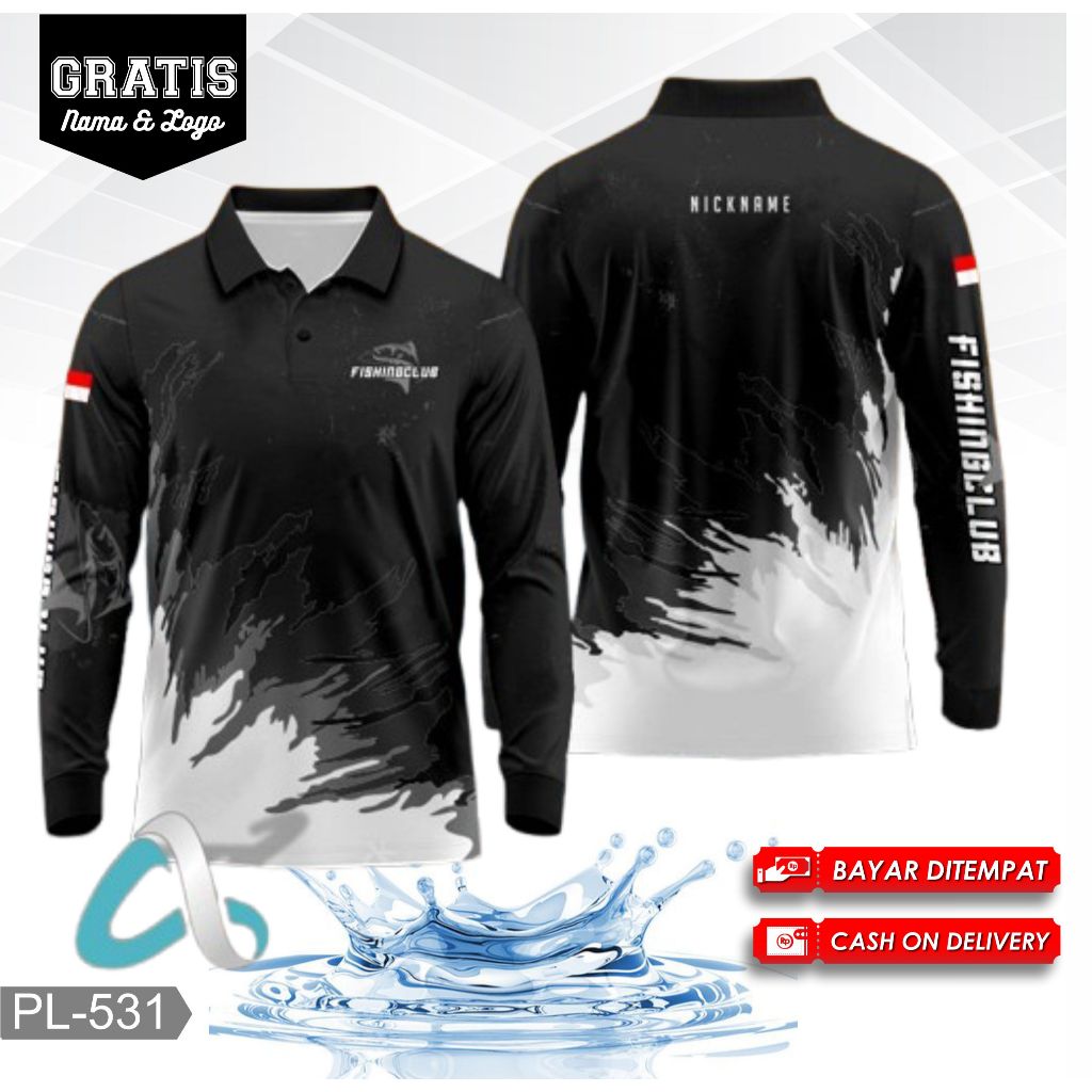 Baju Mancing Kerah Lengan Panjang - Jersey Mancing Hoodie Costum -Baju Mancing Lengan Panjang