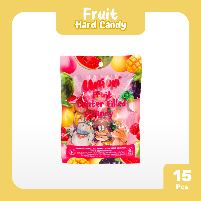 

Permen UNION Center Filled Candy 75 gram rasa Watermelon, Peach, Grape, Lychee, Mango - Kembang Gula isi Aneka Rasa