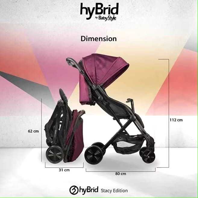 Stroller Hybrid Stacy Cabi S Rasberry PRELOVED Kereta Dorong Bayi - Stroller Preloved Second