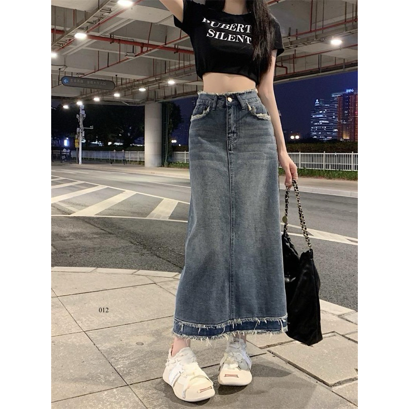 Rok Panjang Jeans Wanita Kekinian Code : 012 Korea Import