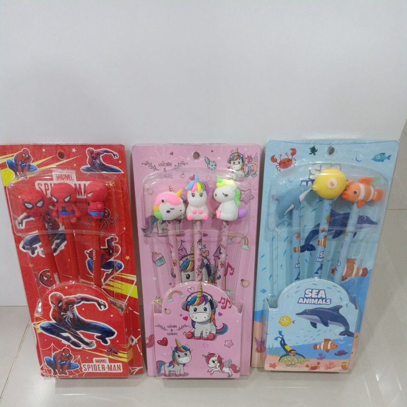 

Paket 3 Buah Set Pensil Karakter Motif Karakter Lucu