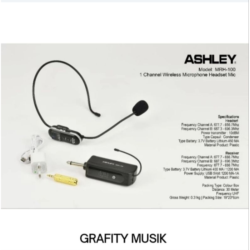 Mic Wireless Ashley HS 102 Original Bando - Headset