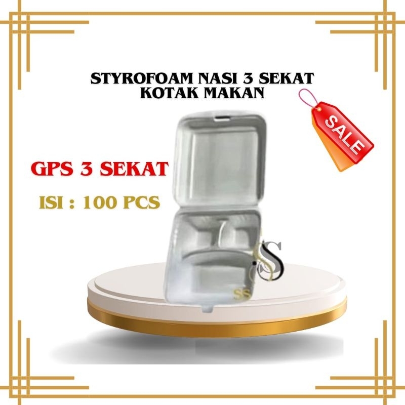 Foam Styrofoam GPS Nasi 3 Sekat / Kotak Makan Styrofoam