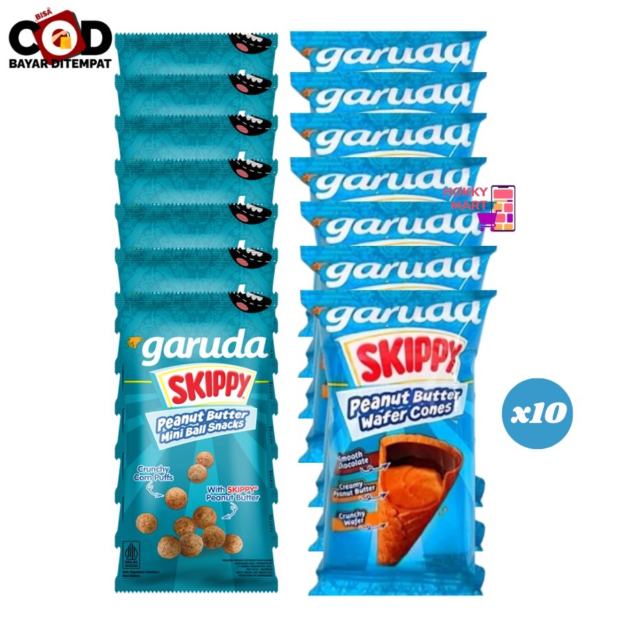 

[ HOKKY ] Garuda Skippy Renceng Isi 10x15gr Peanut Butter Wafer Cones Skippy Mini Ball Selai Kacang Snack Cemilan Anak Murah Halal
