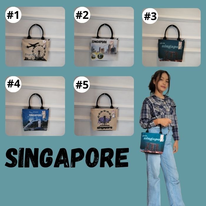 [Mini] Tas Souvenir Tote Bag - Top Handle Wanita Singapore