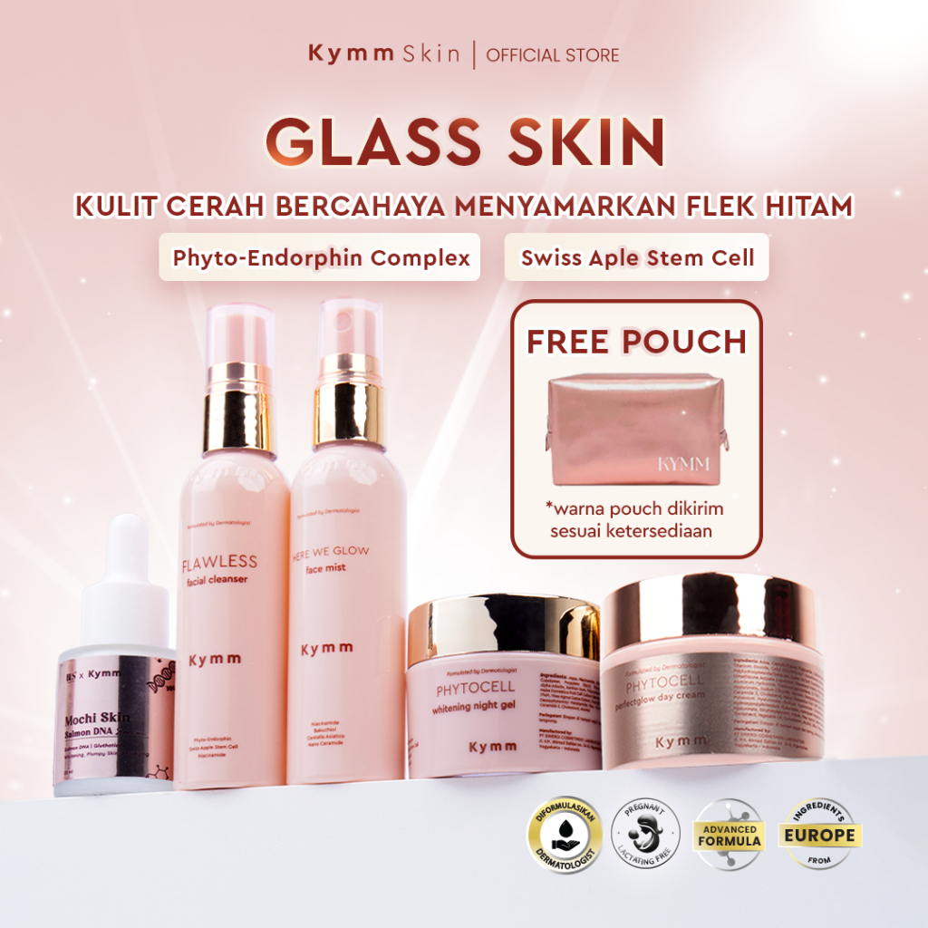 [Free Pouch] KYMM SKIN Glass Skin Package with DNA Salmon [Phytocell Face Wash, Face Mist, Day Cream