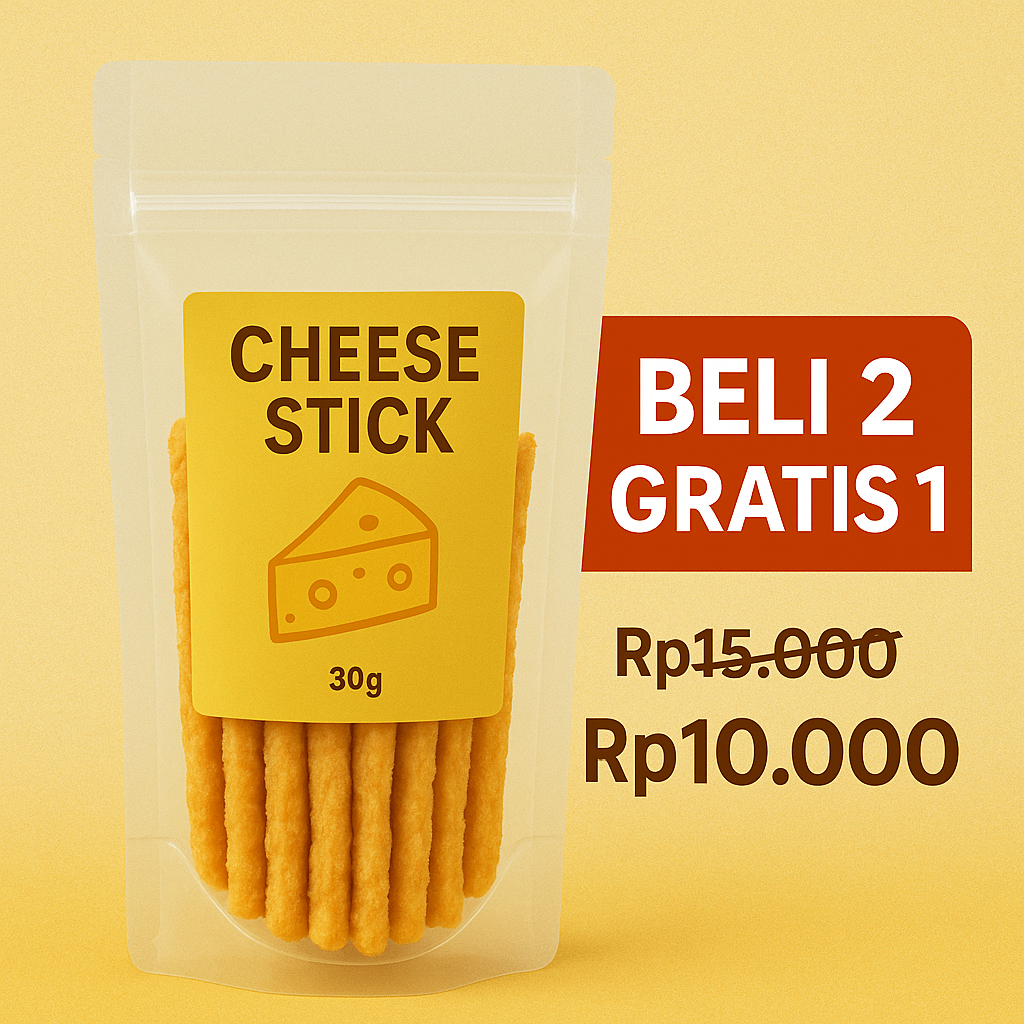 

[Beli 2 Gratis 1] Cheese Stick 30g – Snack Keju Renyah & Gurih | Cemilan Anak & Dewasa