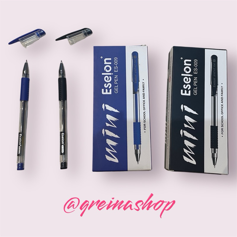 

#Qreinashop Bolpoin Eselon gel pen ES-009 0,5mm Warna Hitam Biru