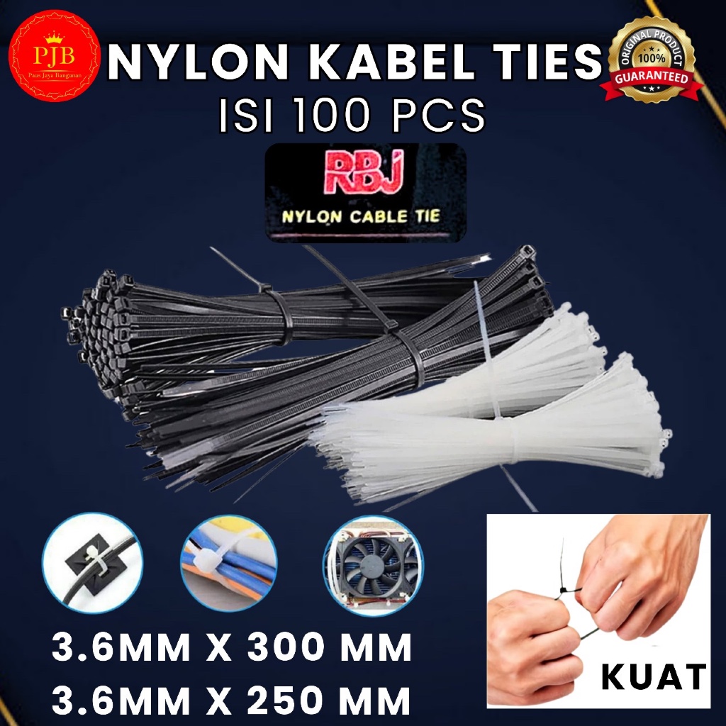 

NYLON KABEL TIES ISI 100 PCS BRAND RBJ 100% ORIGINAL / ASLI / AUTHENTIC