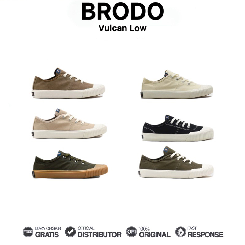 Brodo - Sepatu Vulcan Low Sneakers Casual Unisex Wanita Pria Original 100%
