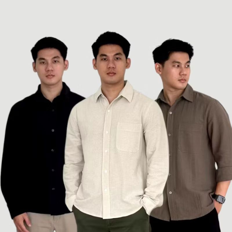 FRAMMASSI Long Sleeve Linen Shirt  |  Kemeja Polos Linen Pria Lengan Panjang  |  91