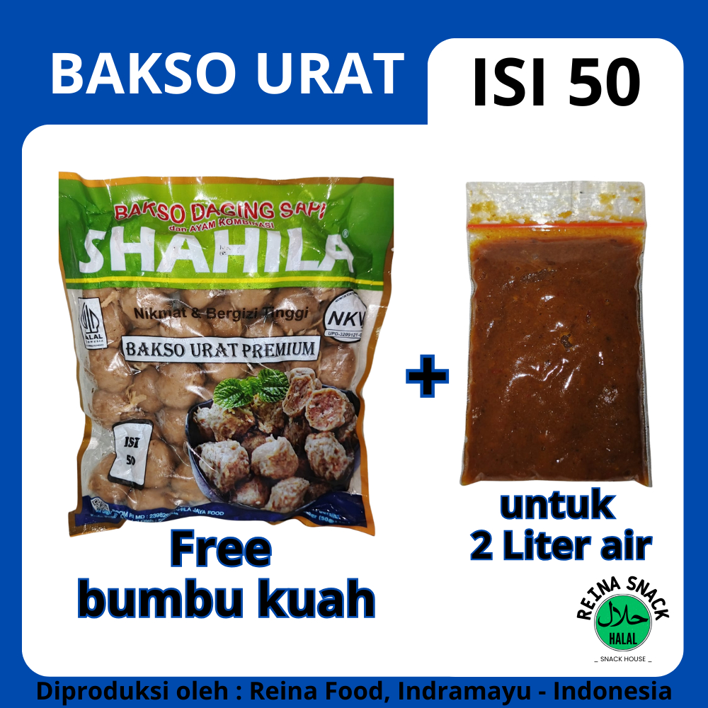 

SHAHILA Bakso Urat Premium isi 50 butir free bumbu kuah