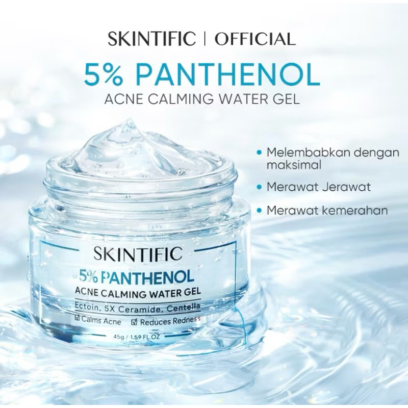 SKINTIFIC - Acne Calming Water Gel 45g | Exfoliating Perawatan Wajah Calming untuk Melembabkan White