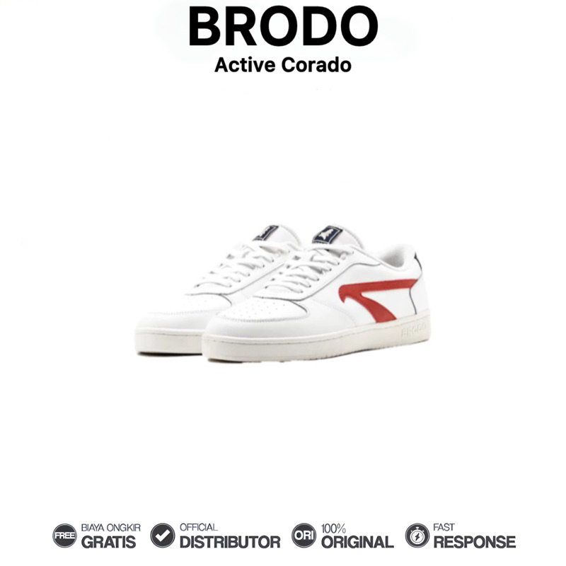 Brodo - Sepatu Active Corado Sneakers Casual Putih Unisex Wanita Pria Original 100%