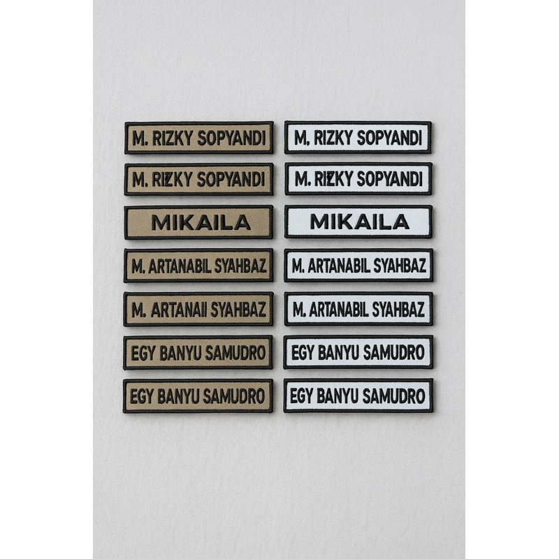 Bet Nama Bordir Custom | Name Tag Seragam Sekolah Kerja | Bordir Nama Dada Custom Murah