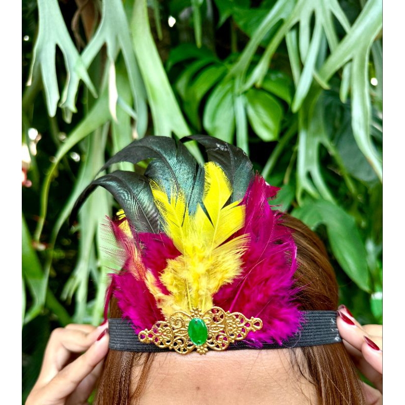 bando hiasan kepala bulu/bandana karnaval/hiasan kepala/bando bulu/hiasan tari/aksesoris kepala
