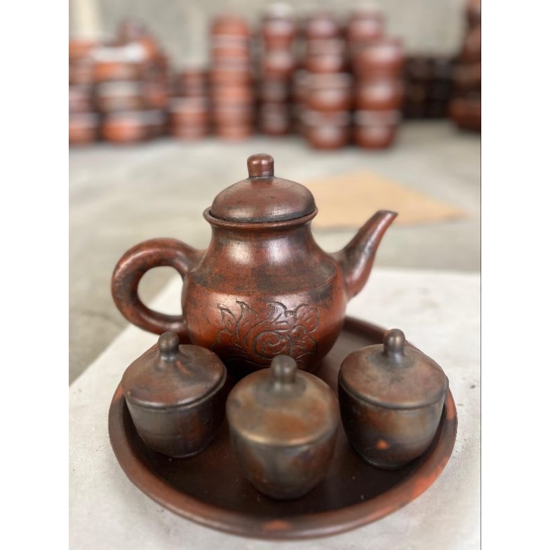 Poci set cangkir 3 tanah liat