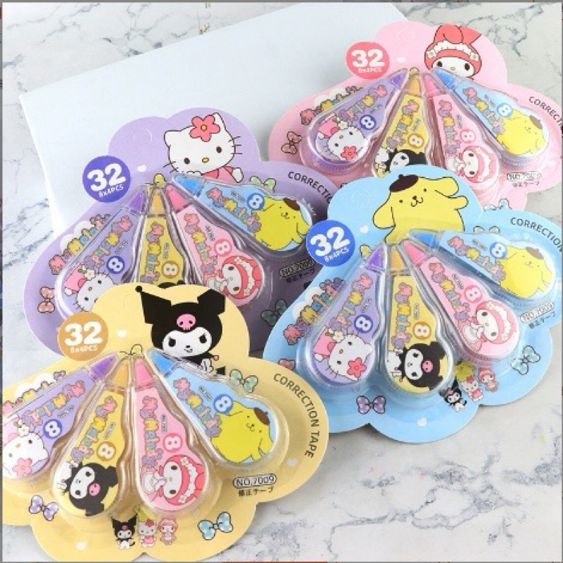 

penghapus kertas isi 4 corection tape penghapus kertas san rio disney