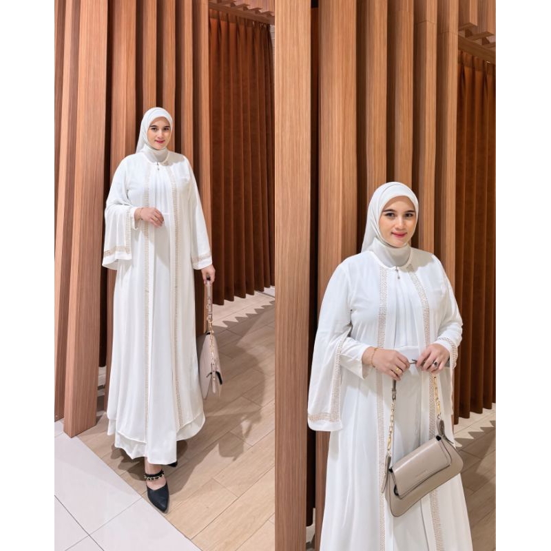 GAMIS ABAYA TURKEY PAYET QINANTY PUTIH