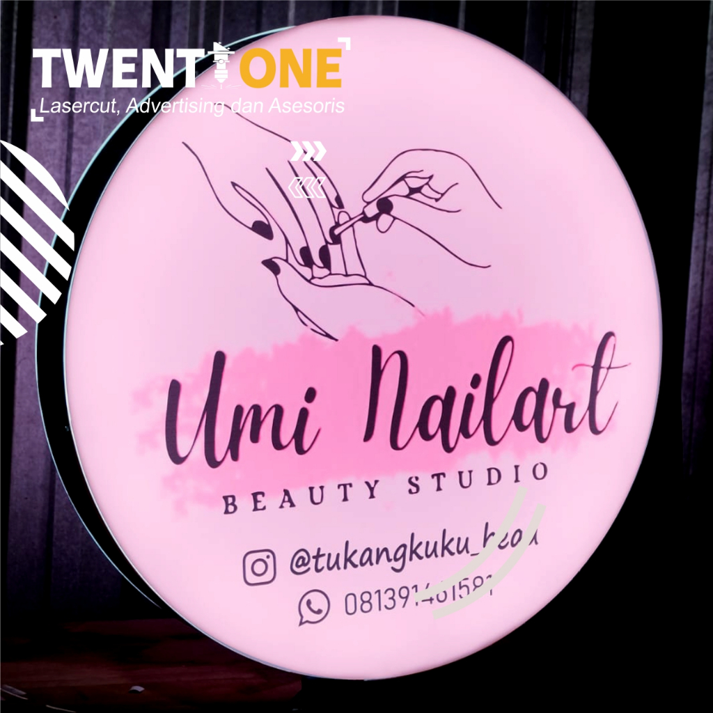 2 SISI PAPAN NAMA TOKO NEON BOX Full Akrilik Gratis Pegangan Besi Plang nama toko tinggal pasang