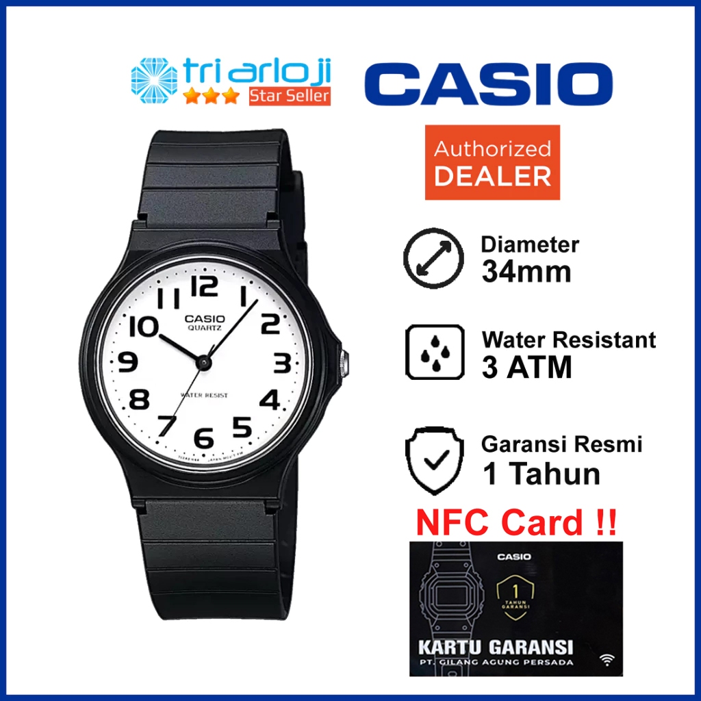 CASIO MQ-24-7B2LDF Jam Tangan Unisex Analog Rubber Hitam MQ-24-7B2 MQ24