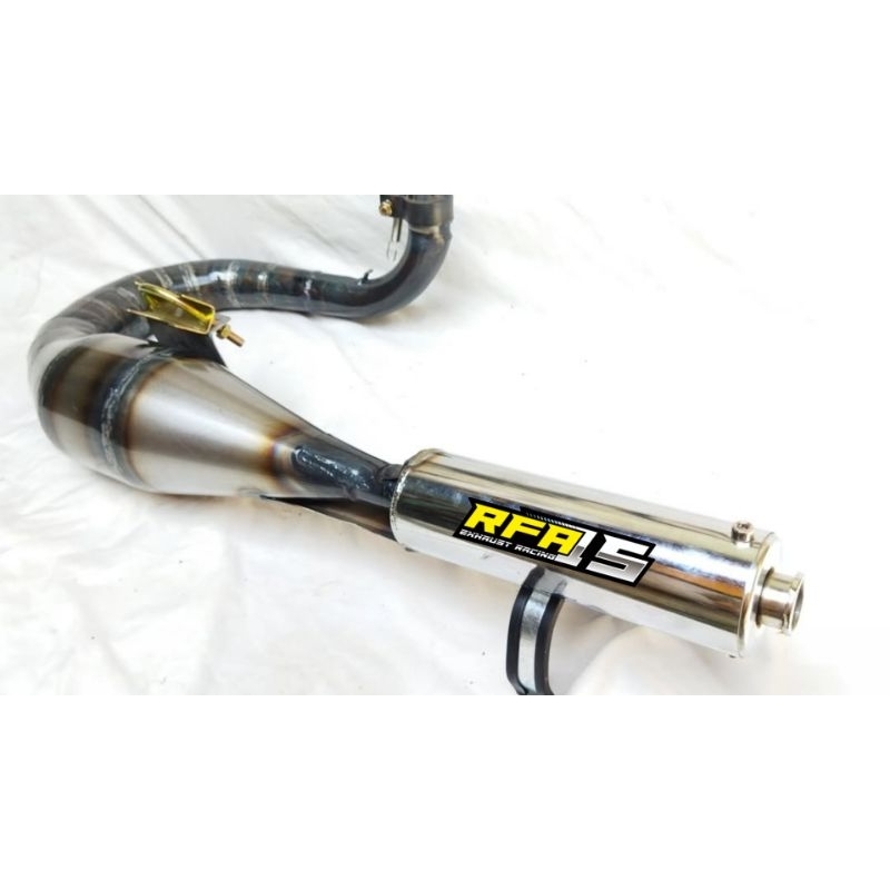 Pipa Knalpot Buang kiri RFA 15  exhaust competition big canister 3 inch bass sound cool crisp