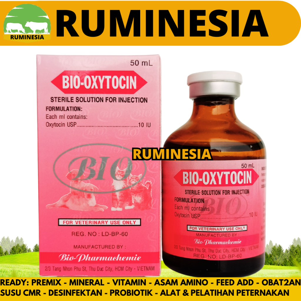 BIO OXYTOCIN 50ml - Hormon Perangsang Kontraksi Uterus dan Kelenjar Susu Hewan - Like Intracin