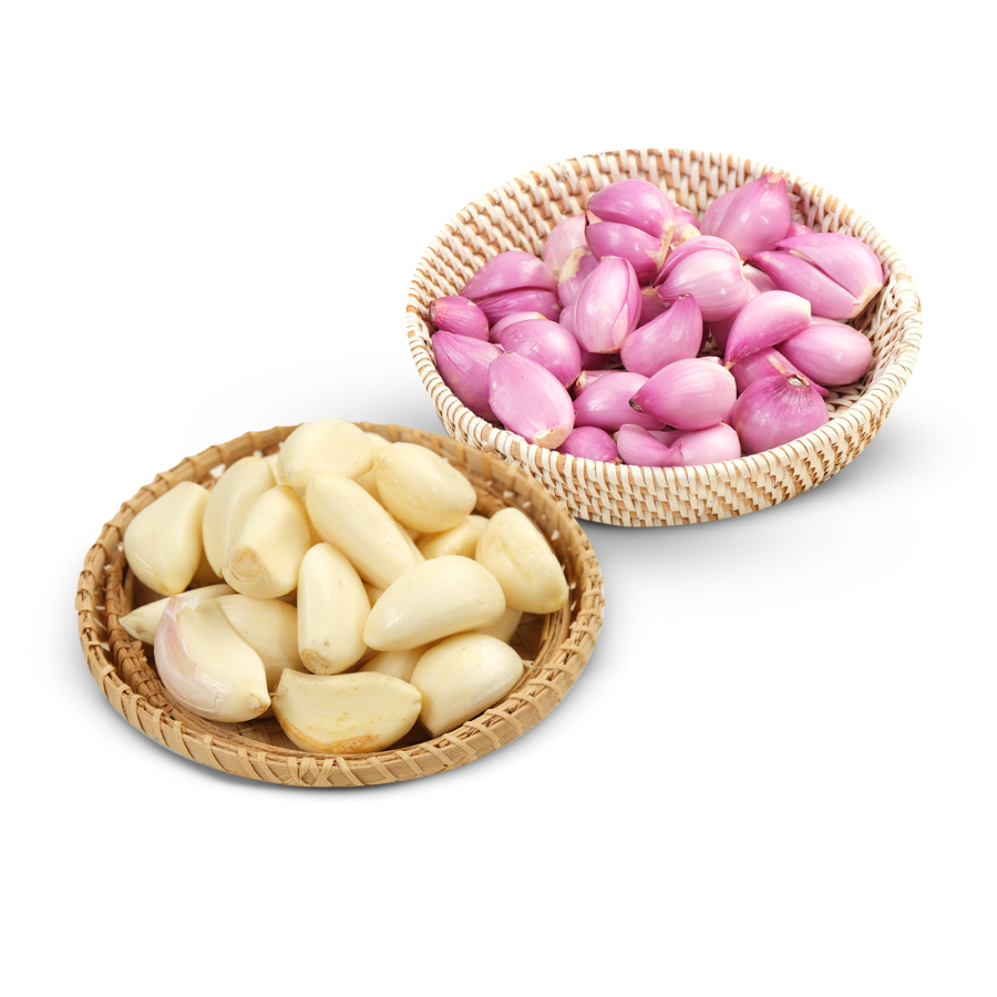 

Bawang Merah dan Bawang Putih Kupas Mix 100gr - Sayur Segar Instan Malang