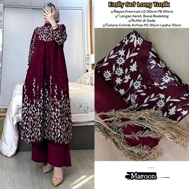 RICIS LONG SET TUNIK/BAJU SETELAN WANITA/ SET TUNIK CELANA