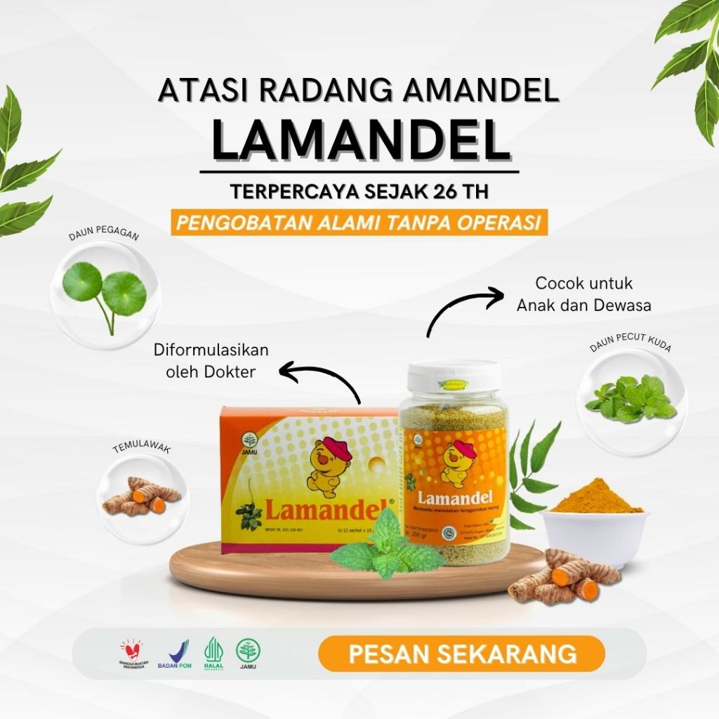 

LAMANDEL BOTOL & KOTAK | Minuman Herbal Atasi Amandel Radang dan Sakit Tenggorokan