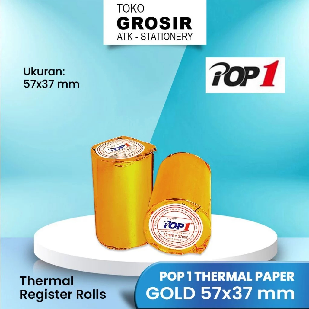 

(LIVE) 57x37 POP1 THERMAL PAPER GOLD mm / KERTAS THERMAL