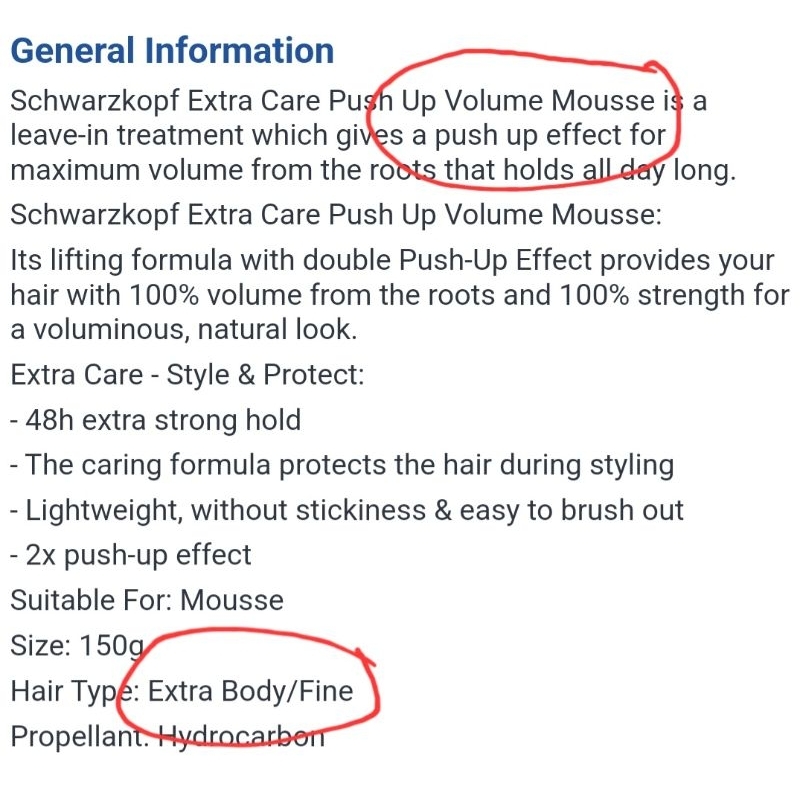 Schwarzkopf Extra Care Push Up Styling Mousse 150Gr