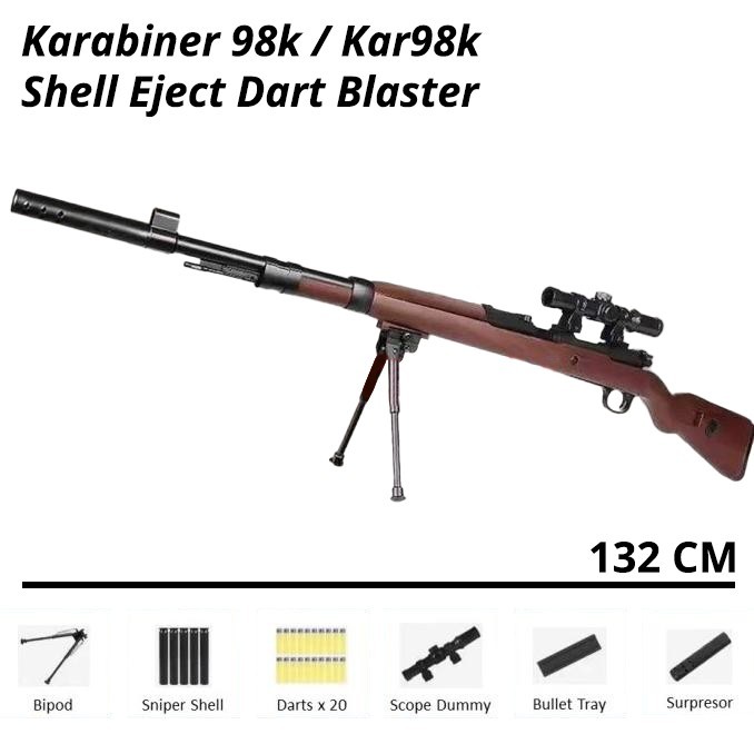 Mainan Karabiner 98k / Kar98k 132 CM Busa Nerf Shell Eject