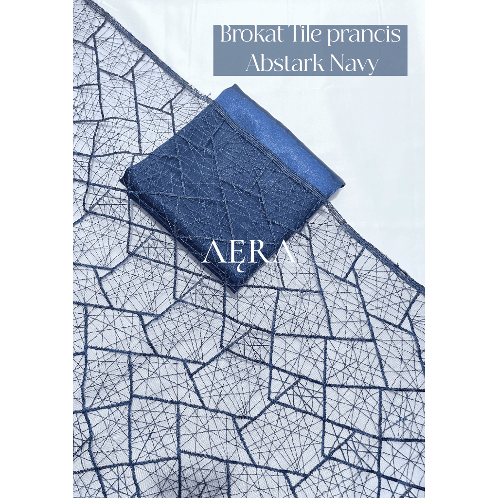 0,5 Meter Kain Tile Etnik/ Tile Sapto/ Bahan Brokat Kebaya NAVY
